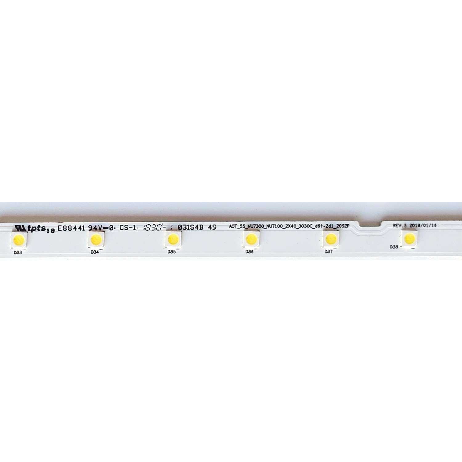 KIT DE LED'S PARA TV SAMSUNG (2 PIEZAS) / NUMERO DE PARTE BN96-45913A / 45913A / AOT_55_NU7300_NU7100_2X40_3030C_D6T_2D1_20S2P / PANEL'S  CY-CN055HGLV2H / CY-NN055HGHV6H / MODELOS UN55NU7090 / UN55NU7100 / UN55NU740D ( MAS MODELOS EN DESCRIPCION ) - Imagen 2